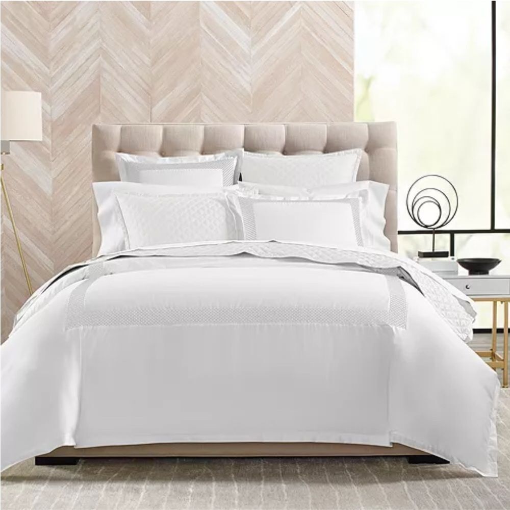 Hudson Park Collection 500TC Embroidered Geo Duvet Cover Twin Pima Cotton, New - Picture 8 of 8